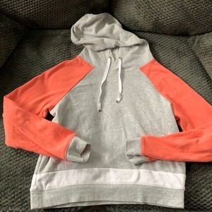 Cropped white, grey and orange medium sweatshirt